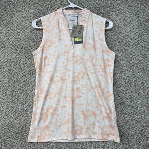 Puma Polo Women's XS Sleeveless Floral V-neck Golf Shirt‎ Pink Peach White New